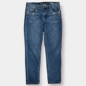 Ann Taylor Blue Jeans Pearl Accents Embellishment Size 6